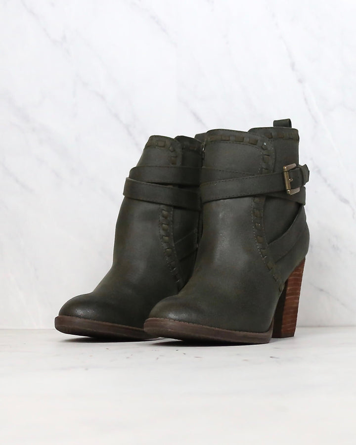 Not Rated - Violeta Strappy Ankle Bootie in Dark Green
